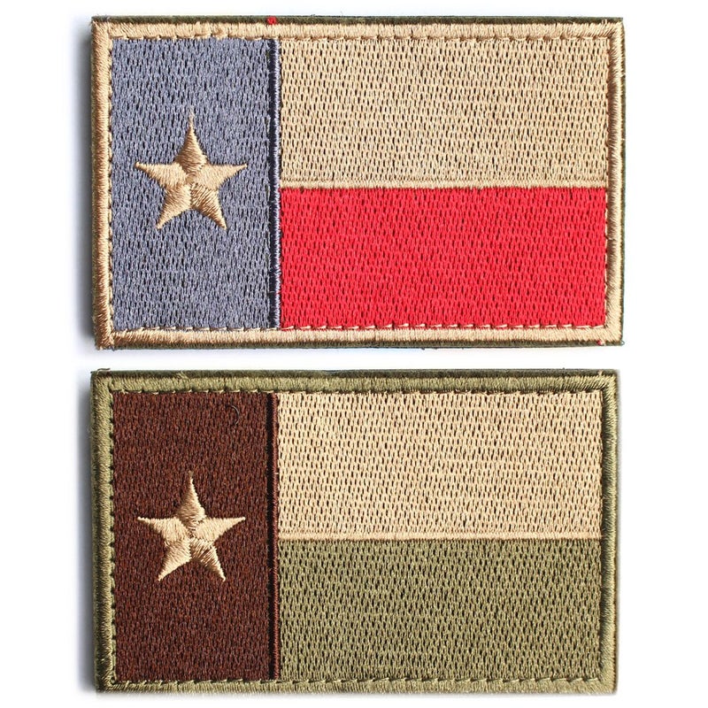 ZaneGear Bundle 2 Pieces - Tactical American US Texas Lonely Star Flag Patch With Backing Multi Tan Subdued Silver Decorative Embroidered Appliques 2" High By 3.2" Wide - Image 1